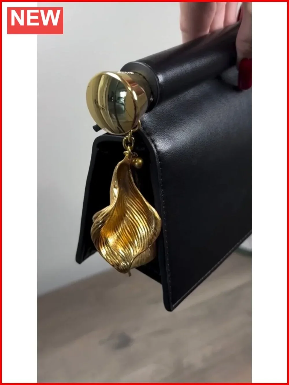Vegan Leather Metal Pendant Embellished Clutch Evening Bag
